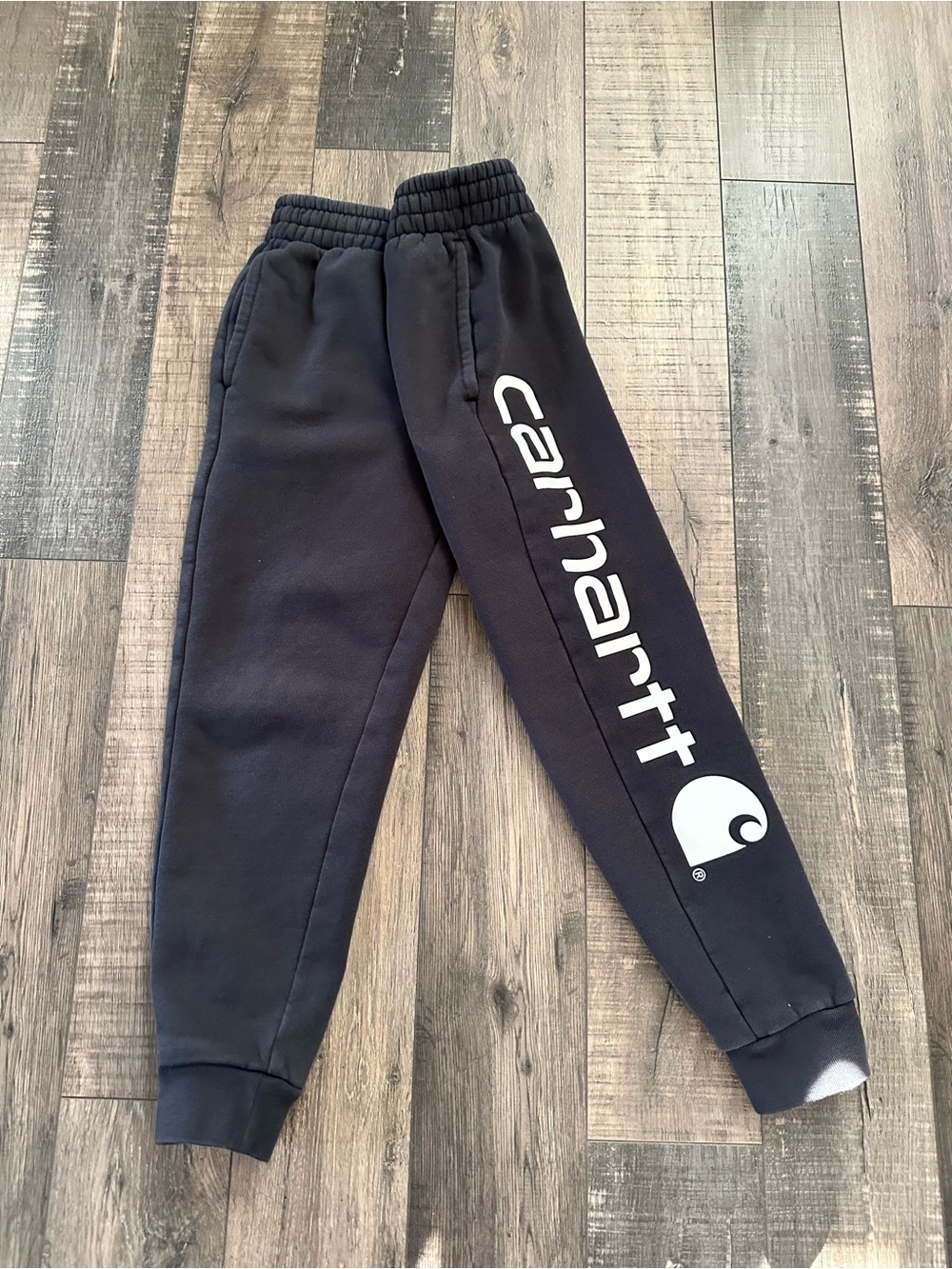 Carhartt Sweatpants Boys Size 8/10 Joggers Fleece Logo Spell Out Black